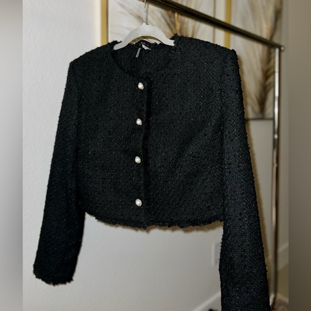 Elegant Black Tweed Jacket